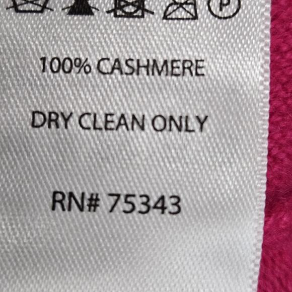 Tahari 100% Cashmere Sweater Women Small Mock Neck Fuchsia Pink Oversized Ribbed - Picture 5 of 8